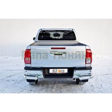 Защита задняя двойные уголки 76-50 мм ALFeco для Toyota Hilux 2015-