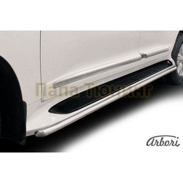 Защита штатных порогов труба 42 мм Slitkoff для Toyota Land Cruiser 200 2013-2015 Защита штатных порогов труба 42 мм Slitkoff для Toyota Land Cruiser 200 2013-2015