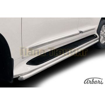 Защита штатных порогов труба 57 мм Slitkoff для Toyota Land Cruiser 200 2013-2015 Защита штатных порогов труба 57 мм Slitkoff для Toyota Land Cruiser 200 2013-2015