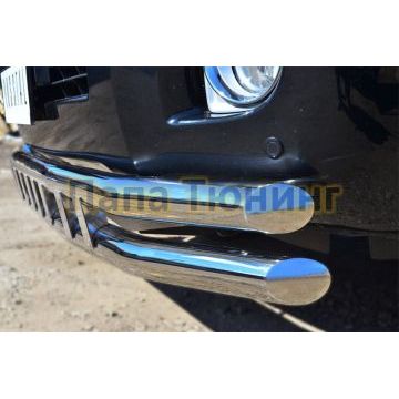 Защита передняя двойная с декором d57-d57 РусСталь для Toyota Land Cruiser 200 2012-2015