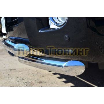 Защита передняя двойная с клыками 76-d76 РусСталь для Toyota Land Cruiser 200 2012-2015