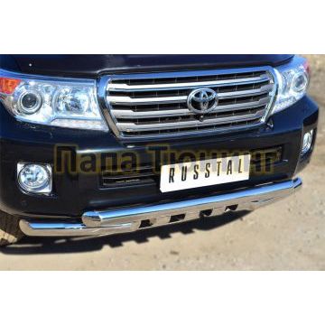 Защита передняя двойная с клыками 76-d76 РусСталь для Toyota Land Cruiser 200 2012-2015