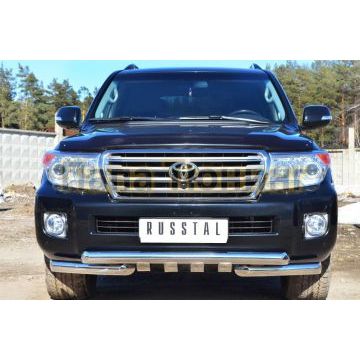 Защита передняя двойная с клыками 76-d76 РусСталь для Toyota Land Cruiser 200 2012-2015