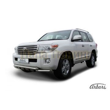 Защита передняя двойная с накладками 76-76 мм Slitkoff для Toyota Land Cruiser 200 2012-2013 Защита передняя двойная с накладками 76-76 мм Slitkoff для Toyota Land Cruiser 200 2012-2013