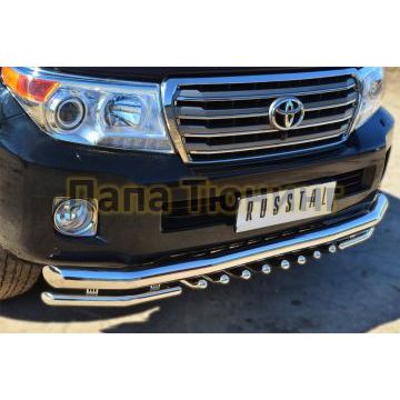 Защита передняя двойная уголки и зубы d76-d42 РусСталь для Toyota Land Cruiser 200 2012-2015
