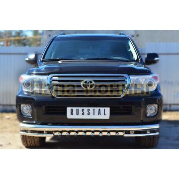 Защита передняя двойная уголки и зубы d76-d42 РусСталь для Toyota Land Cruiser 200 2012-2015