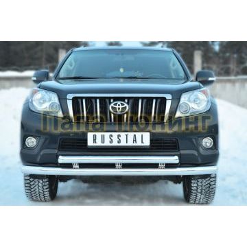 Защита передняя двойная с декором d76-d57  РусСталь для Toyota Land Cruiser 150 2009-2013