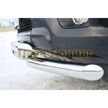 Защита передняя двойная с клыками 76-d76 РусСталь для Toyota Land Cruiser 150 2009-2013