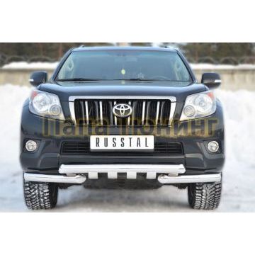 Защита передняя двойная с клыками 76-d76 РусСталь для Toyota Land Cruiser 150 2009-2013