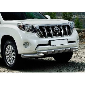 Защита передняя двойная с накладками 76-57 мм Rival для Toyota Land Cruiser Prado 150 2009-2017