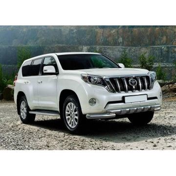 Защита передняя двойная с накладками 76-57 мм Rival для Toyota Land Cruiser Prado 150 2009-2017