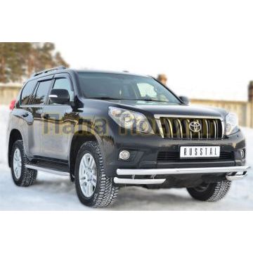 Защита передняя двойная с уголками d57-d57 РусСталь для Toyota Land Cruiser 150 2009-2013