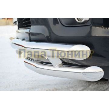 Защита передняя двойная с уголками d57-d57 РусСталь для Toyota Land Cruiser 150 2009-2013