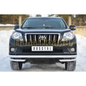 Защита передняя двойная с уголками d57-d57 РусСталь для Toyota Land Cruiser 150 2009-2013