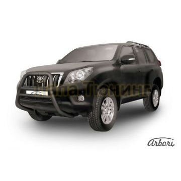 Кенгурин чёрная сталь высокий 76 мм Slitkoff для Toyota Land Cruiser Prado 150 2009-2013