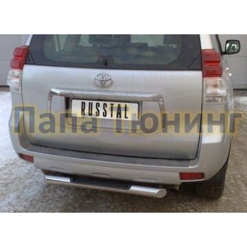 Защита заднего бампера с накладкой d76 РусСталь для Toyota Land Cruiser 150 2009-2013