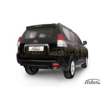 Защита заднего бампера чёрная сталь короткая 57 мм Slitkoff для Toyota Land Cruiser Prado 150 2009-2013