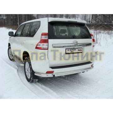 Защита задняя овальные уголки 75х42 мм ТСС для Toyota Land Cruiser 150 2009-2017