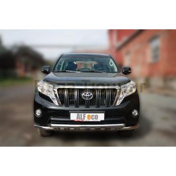 Защита передняя двойная 76-60 мм ALFeco для Toyota Land Cruiser 150 2009-2017