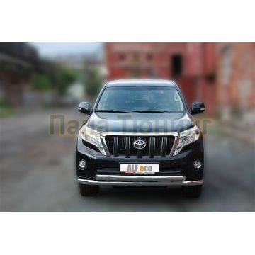 Защита передняя двойная 76-75х42 мм ALFeco для Toyota Land Cruiser 150 2009-2017