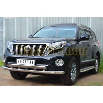 Защита передняя двойная 76-75х42 мм РусСталь для Toyota Land Cruiser 150 2013-2017