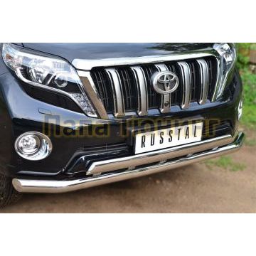 Защита передняя двойная 76-75х42 мм РусСталь для Toyota Land Cruiser 150 2013-2017