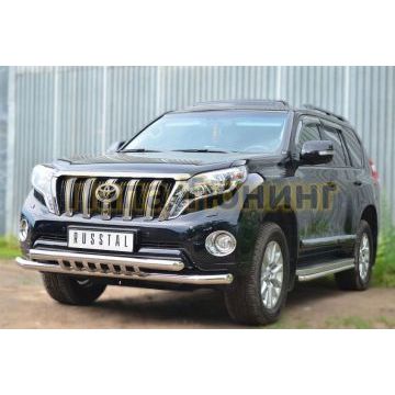 Защита передняя двойная с декором d57-d57 РусСталь для Toyota Land Cruiser 150 2013-2017