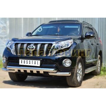 Защита передняя двойная с клыками 76-d76 РусСталь для Toyota Land Cruiser 150 2013-2017