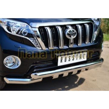 Защита передняя двойная с клыками 76-d76 РусСталь для Toyota Land Cruiser 150 2013-2017