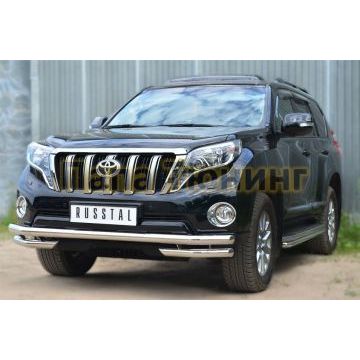 Защита передняя двойная с уголками d57-d57 РусСталь для Toyota Land Cruiser 150 2013-2017