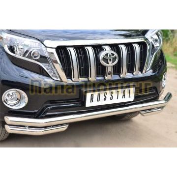 Защита передняя двойная с уголками d57-d57 РусСталь для Toyota Land Cruiser 150 2013-2017
