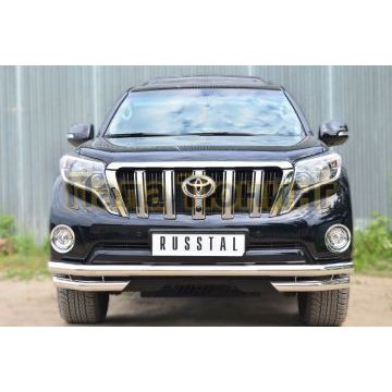 Защита передняя двойная с уголками d57-d57 РусСталь для Toyota Land Cruiser 150 2013-2017