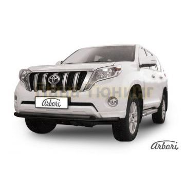 Защита передняя чёрная сталь двойная 57-57 мм Slitkoff для Toyota Land Cruiser Prado 150 2013-2017 Защита передняя чёрная сталь двойная 57-57 мм Slitkoff для Toyota Land Cruiser Prado 150 2013-2017