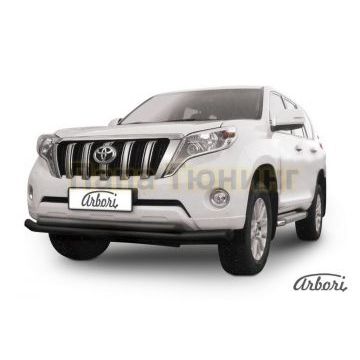Защита передняя чёрная сталь двойная 76-57 мм Slitkoff для Toyota Land Cruiser Prado 150 2013-2017 Защита передняя чёрная сталь двойная 76-57 мм Slitkoff для Toyota Land Cruiser Prado 150 2013-2017