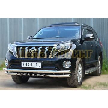 Защита передняя тройная уголки и зубы d57-d57-d42 РусСталь для Toyota Land Cruiser 150 2013-2017