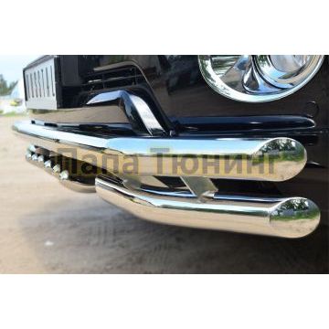 Защита передняя тройная уголки и зубы d57-d57-d42 РусСталь для Toyota Land Cruiser 150 2013-2017