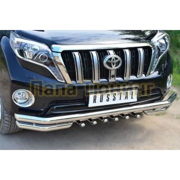 Защита передняя тройная уголки и зубы d57-d57-d42 РусСталь для Toyota Land Cruiser 150 2013-2017