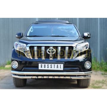 Защита передняя тройная уголки и зубы d57-d57-d42 РусСталь для Toyota Land Cruiser 150 2013-2017