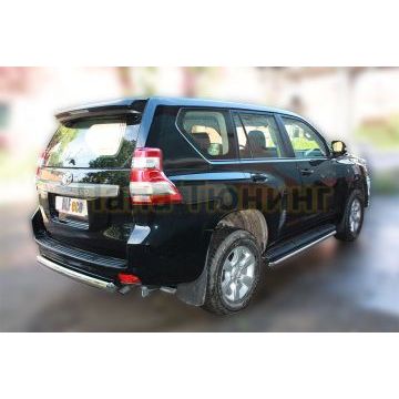 Защита задняя овальная короткая 75х42 мм ALFeco для Toyota Land Cruiser 150 2009-2017