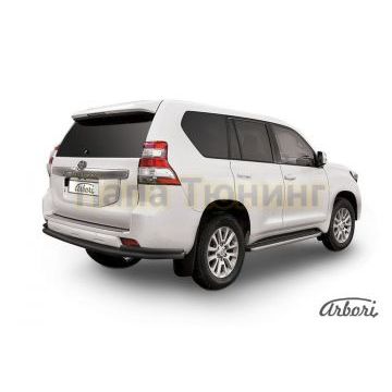 Защита заднего бампера чёрная сталь двойная 76-42 мм Slitkoff для Toyota Land Cruiser Prado 150 2013-2017