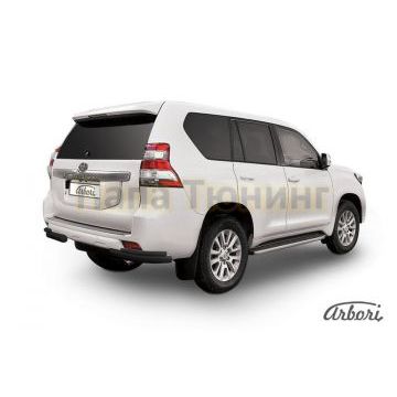 Защита задняя двойные уголки чёрная сталь 76-42 мм Slitkoff для Toyota Land Cruiser Prado 150 2013-2017