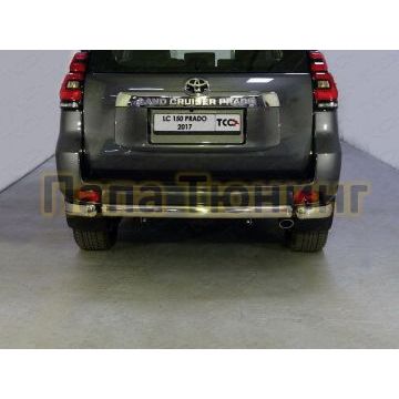 Защита заднего бампера овальная 75х42 мм ТСС для Toyota Land Cruiser Prado 150 2017-