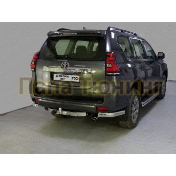 Защита задняя овальные уголки 75х42 мм ТСС для Toyota Land Cruiser Prado 150 2017-