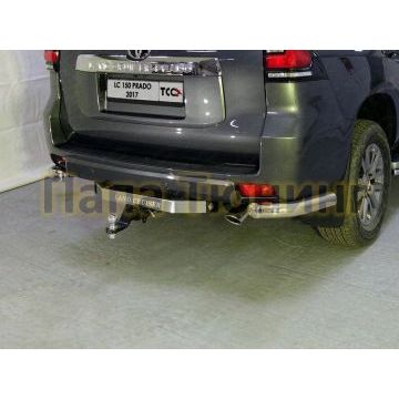 Защита задняя уголки 76 мм ТСС для Toyota Land Cruiser Prado 150 2017-