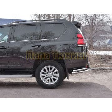 Защита задняя двойные уголки d57-d42 РусСталь для Toyota Land Cruiser Prado 150 2017-