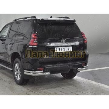 Защита задняя двойные уголки d76-d42 РусСталь для Toyota Land Cruiser Prado 150 2017-