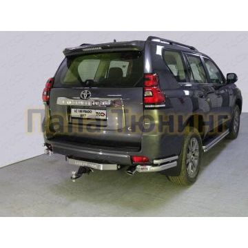 Защита задняя двойные уголки 76-42 мм ТСС для Toyota Land Cruiser Prado 150 2017-