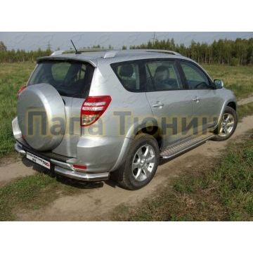 Защита заднего бампера уголки 76 мм ТСС для Toyota RAV4 Длинная база 2010-2013