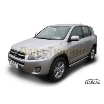 Защита штатных порогов труба 76 мм Slitkoff для Toyota RAV4 2009-2010