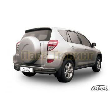 Защита задняя двойные уголки чёрная сталь 76-42 мм Slitkoff для Toyota RAV4 2009-2010